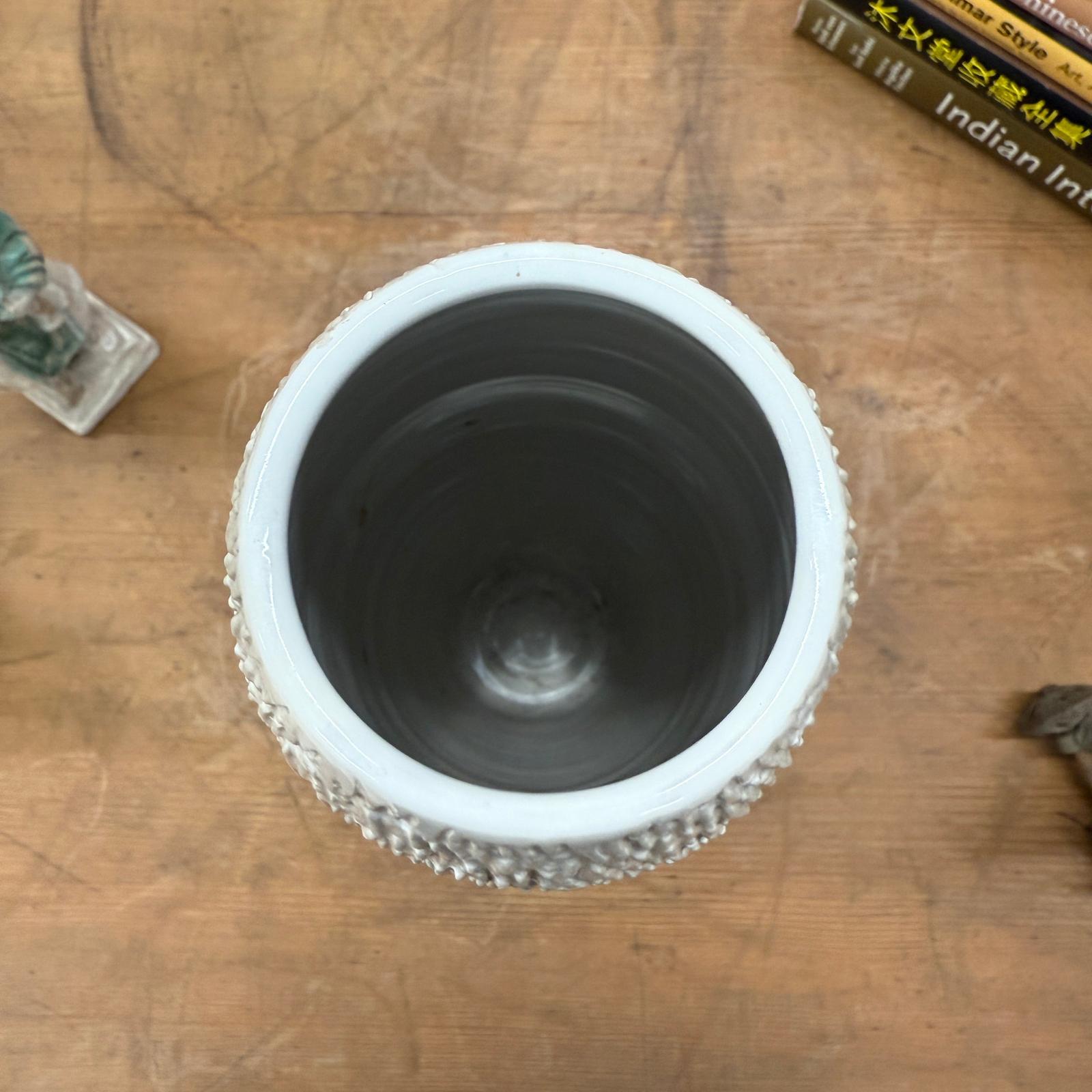Textured White Bark Styled Ceramic Vase with Round Opening, SKU , image 10
