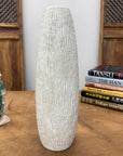 Textured White Bark Styled Ceramic Vase with Round Opening, SKU , image 5