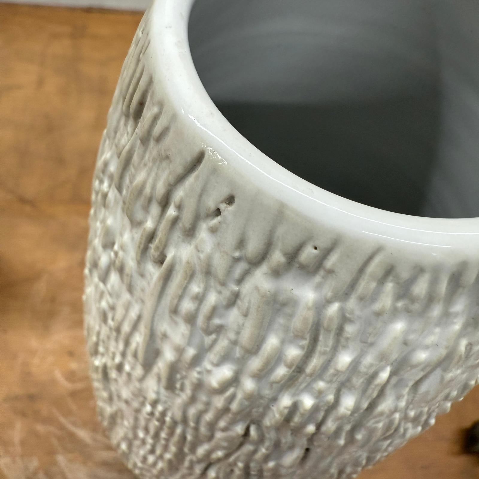 Textured White Bark Styled Ceramic Vase with Round Opening, SKU , image 8