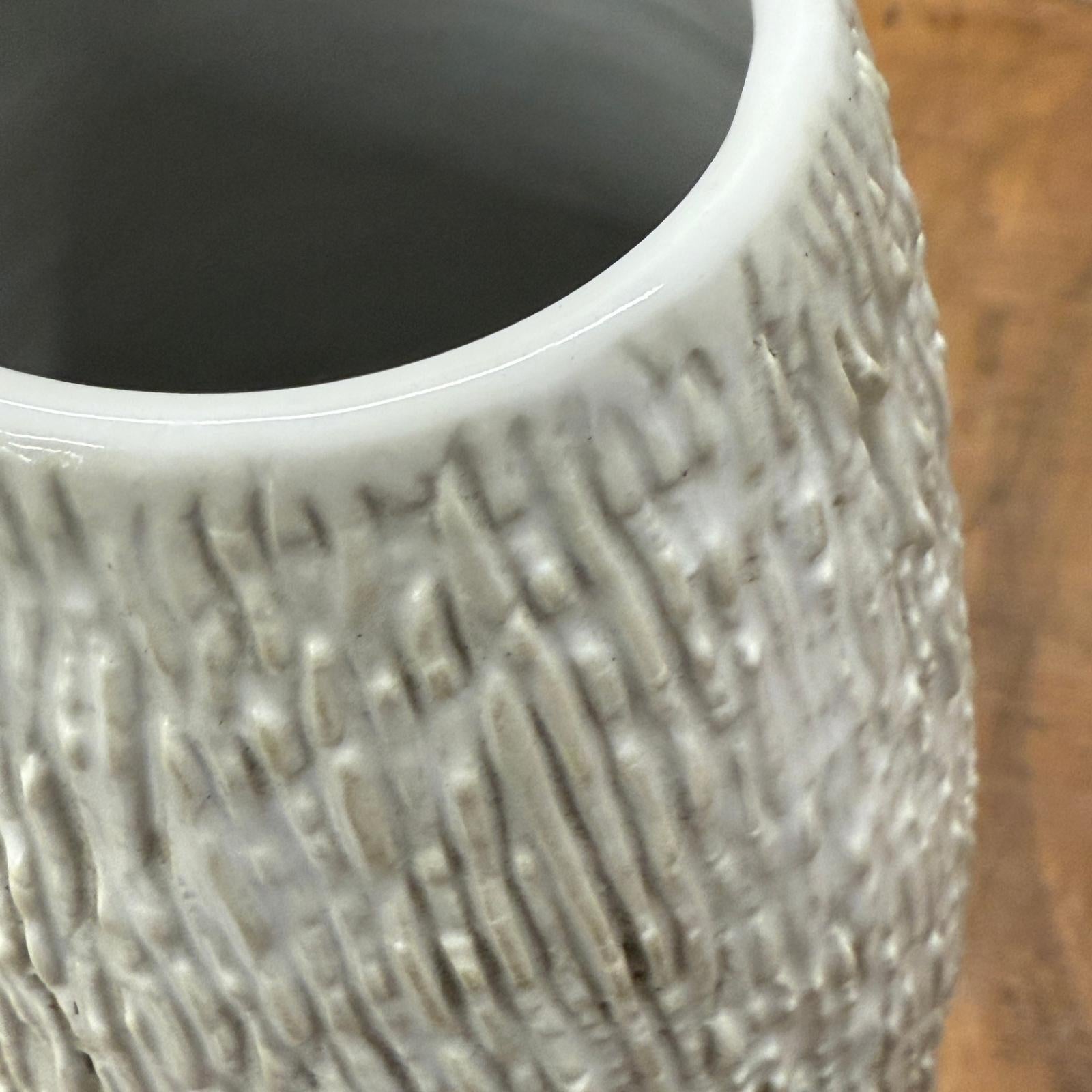 Textured White Bark Styled Ceramic Vase with Round Opening, SKU , image 9