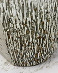 Textured White Glazed Ceramic Pedestal with Brown Detail - FEA Home