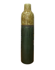 Two-Tone Green Ceramic Vase with Mustard Drip Glaze Accent - FEA Home