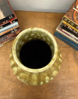 Two-Tone Green Ceramic Vase with Mustard Drip Glaze Accent - FEA Home