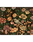 Vintage Black Lacquer Box with Flowers & Birds and Felt Interior