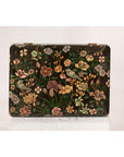 Vintage Black Lacquer Box with Flowers & Birds and Felt Interior