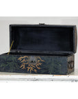 Vintage Black Lacquer Box with Gilt Bamboo and Green Leaf Motifs-9. Asian & Chinese Furniture, Art, Antiques, Vintage Home Décor for sale at FEA Home