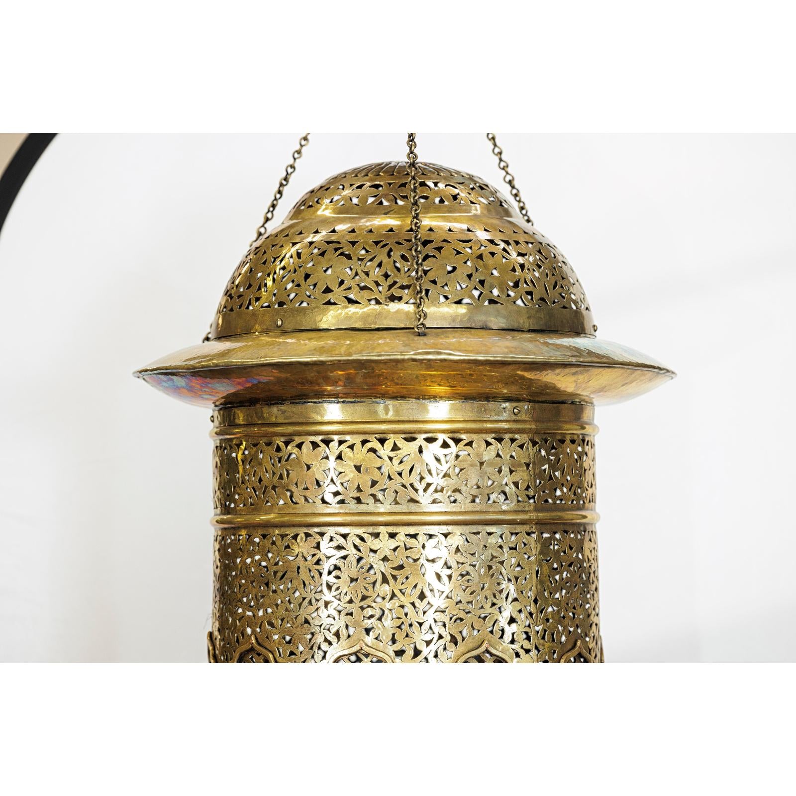 Vintage Brass Hanging Lantern with Floral and Lattice Motifs-10. Asian &amp; Chinese Furniture, Art, Antiques, Vintage Home Décor for sale at FEA Home