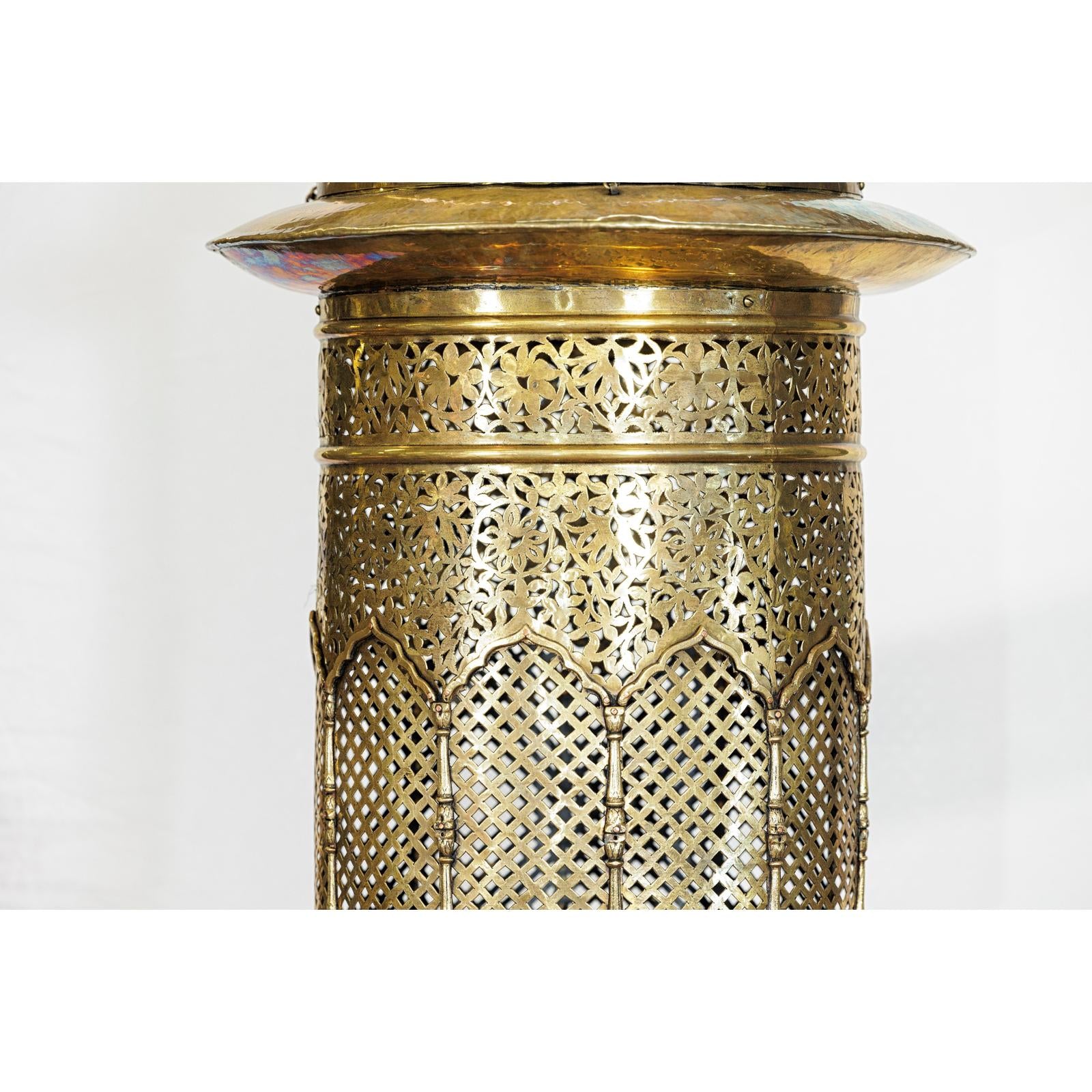 Vintage Brass Hanging Lantern with Floral and Lattice Motifs-11. Asian &amp; Chinese Furniture, Art, Antiques, Vintage Home Décor for sale at FEA Home