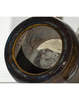 Vintage Brown and Blue Glazed Ceramic Planter with Rounded Form