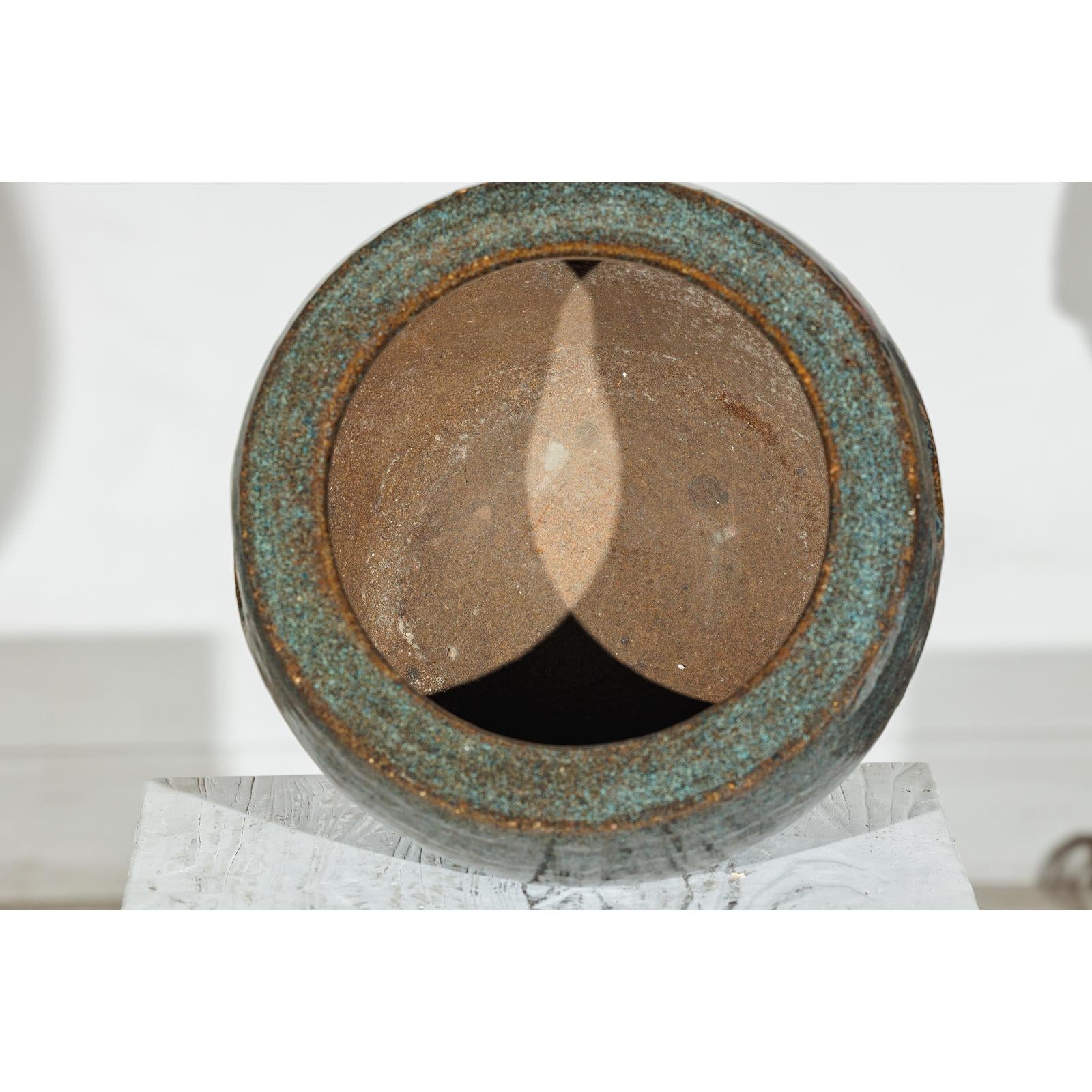 Vintage Brown and Blue Speckled Planter with Wide Opening - image 11