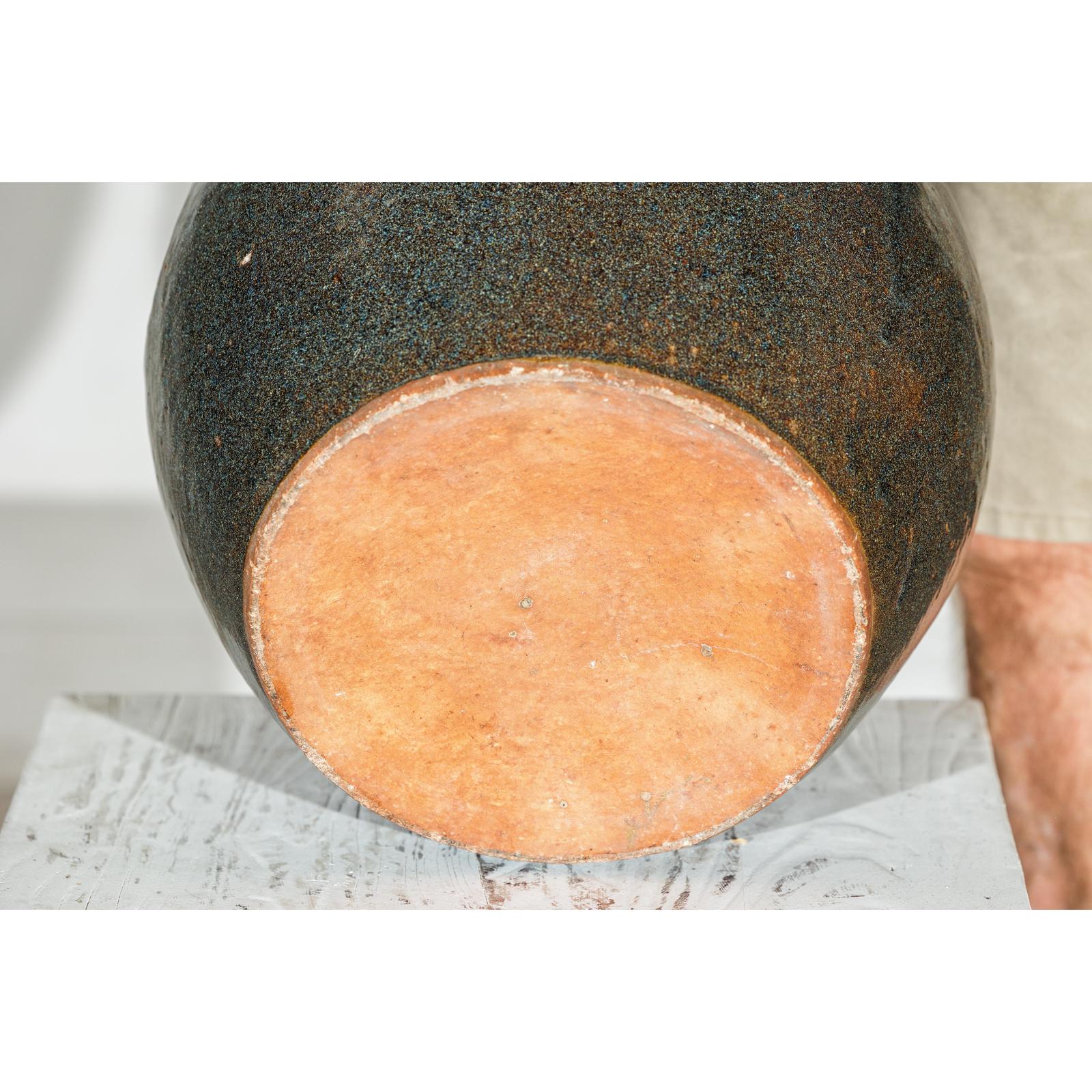 Vintage Brown and Blue Speckled Planter with Wide Opening - image 13