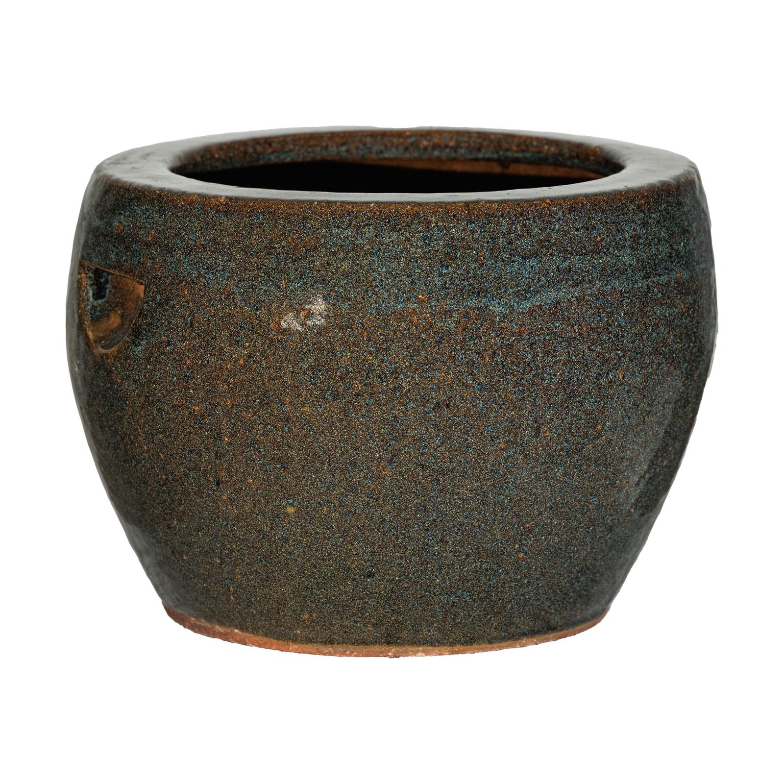 Vintage Brown and Blue Speckled Planter with Wide Opening - image 15