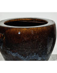 Vintage Brown & Blue Glazed Planter with Rounded Lip - image 11