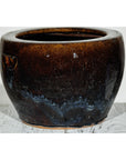 Vintage Brown & Blue Glazed Planter with Rounded Lip - image 12