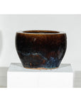 Vintage Brown & Blue Glazed Planter with Rounded Lip - image 16