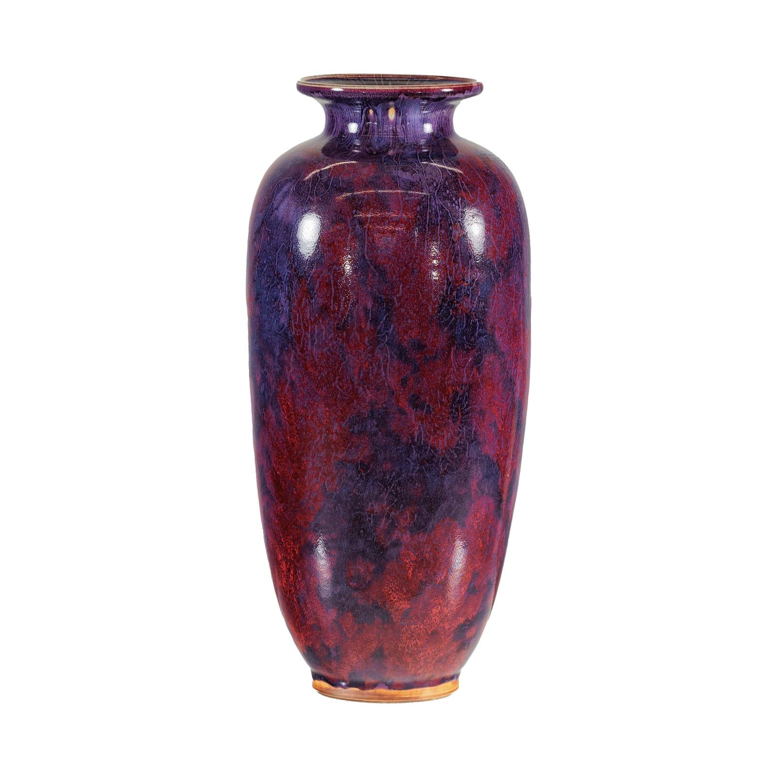 Vintage Burgundy and Purple Tall Ceramic Vase, Flared Rim-1. Asian &amp; Chinese Furniture, Art, Antiques, Vintage Home Décor for sale at FEA Home