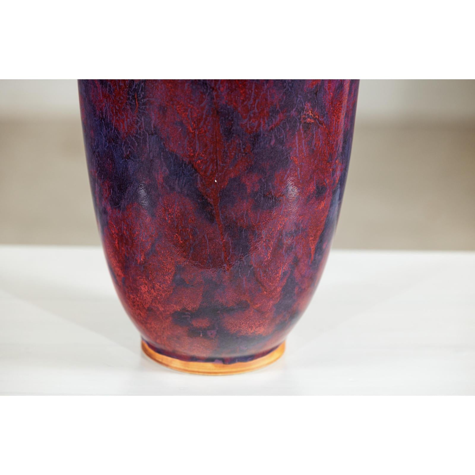 Vintage Burgundy and Purple Tall Ceramic Vase, Flared Rim-12. Asian &amp; Chinese Furniture, Art, Antiques, Vintage Home Décor for sale at FEA Home