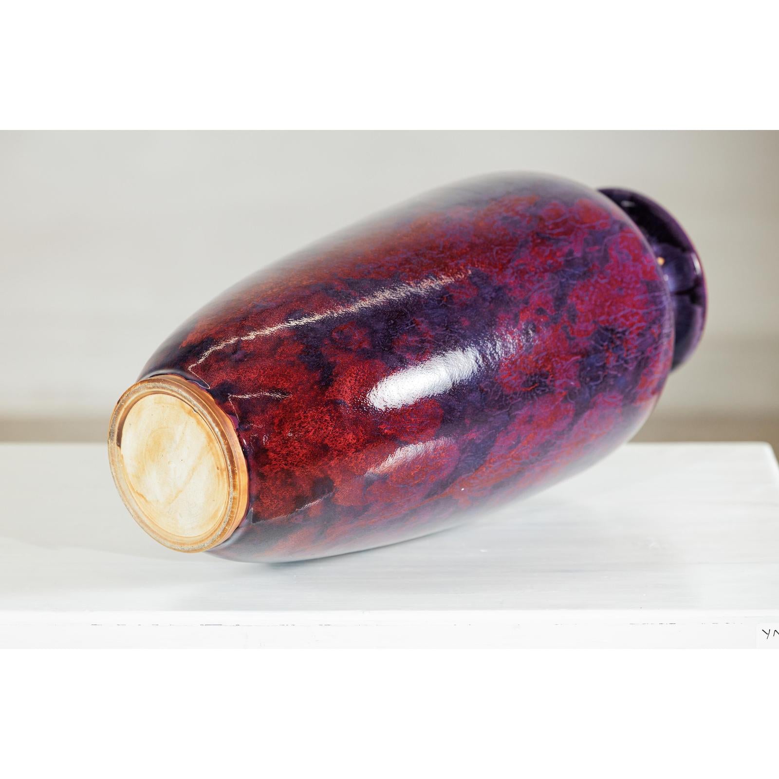 Vintage Burgundy and Purple Tall Ceramic Vase, Flared Rim-13. Asian &amp; Chinese Furniture, Art, Antiques, Vintage Home Décor for sale at FEA Home