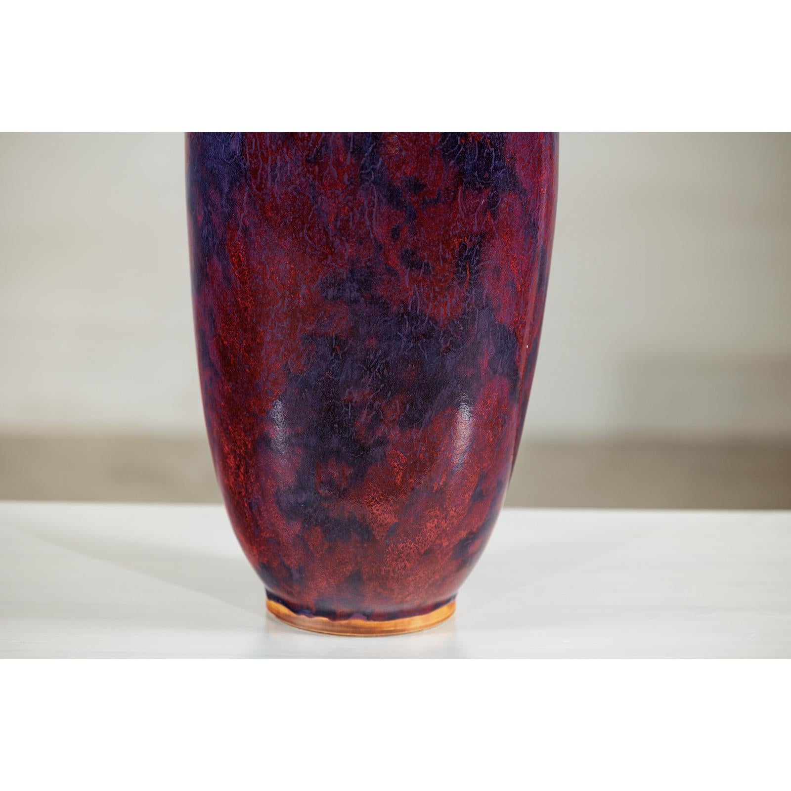 Vintage Burgundy and Purple Tall Ceramic Vase, Flared Rim-6. Asian &amp; Chinese Furniture, Art, Antiques, Vintage Home Décor for sale at FEA Home