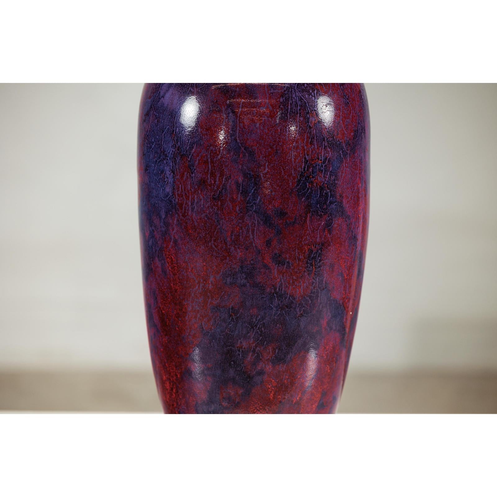 Vintage Burgundy and Purple Tall Ceramic Vase, Flared Rim-7. Asian &amp; Chinese Furniture, Art, Antiques, Vintage Home Décor for sale at FEA Home