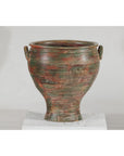 Vintage Ceramic Planter with Green, Brown, & Red Finish