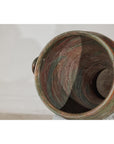 Vintage Ceramic Planter with Green, Brown, & Red Finish