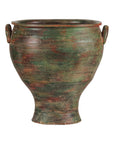Vintage Ceramic Planter with Green, Brown, & Red Finish