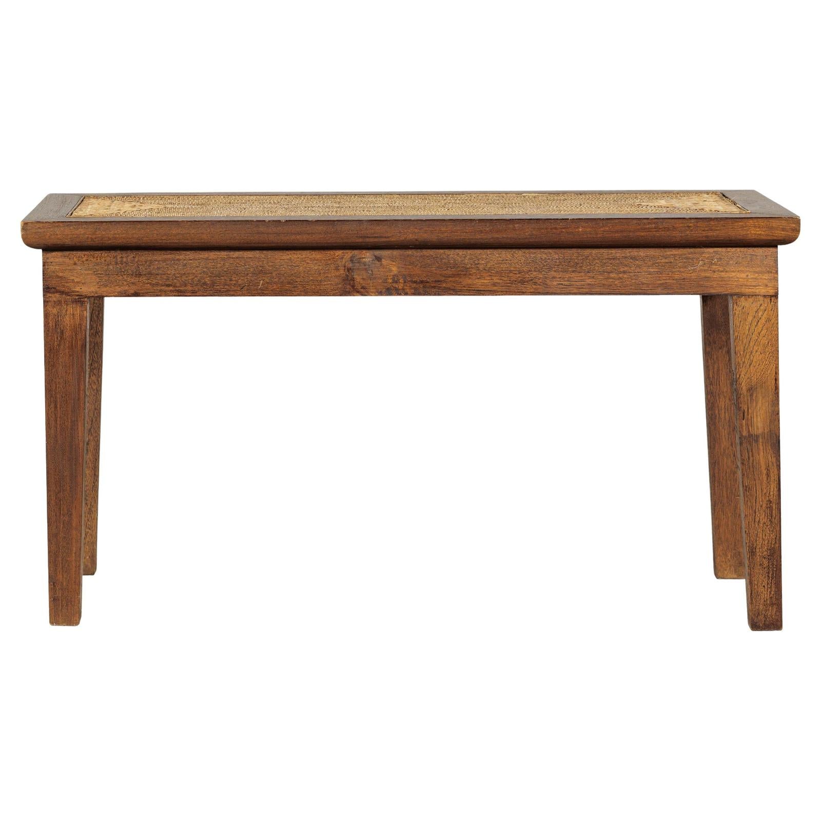 Vintage Country Style Asian Hardwood Bench with Hand-Woven Rattan Top-1. Asian & Chinese Furniture, Art, Antiques, Vintage Home Décor for sale at FEA Home