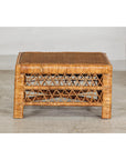 Vintage Country Style Low Rectangular Rattan Coffee Table with Lattice Base-5. Asian & Chinese Furniture, Art, Antiques, Vintage Home Décor for sale at FEA Home