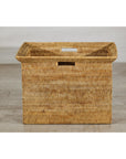 Vintage Country Style Rattan Storage Basket with Side Handles-12. Asian & Chinese Furniture, Art, Antiques, Vintage Home Décor for sale at FEA Home