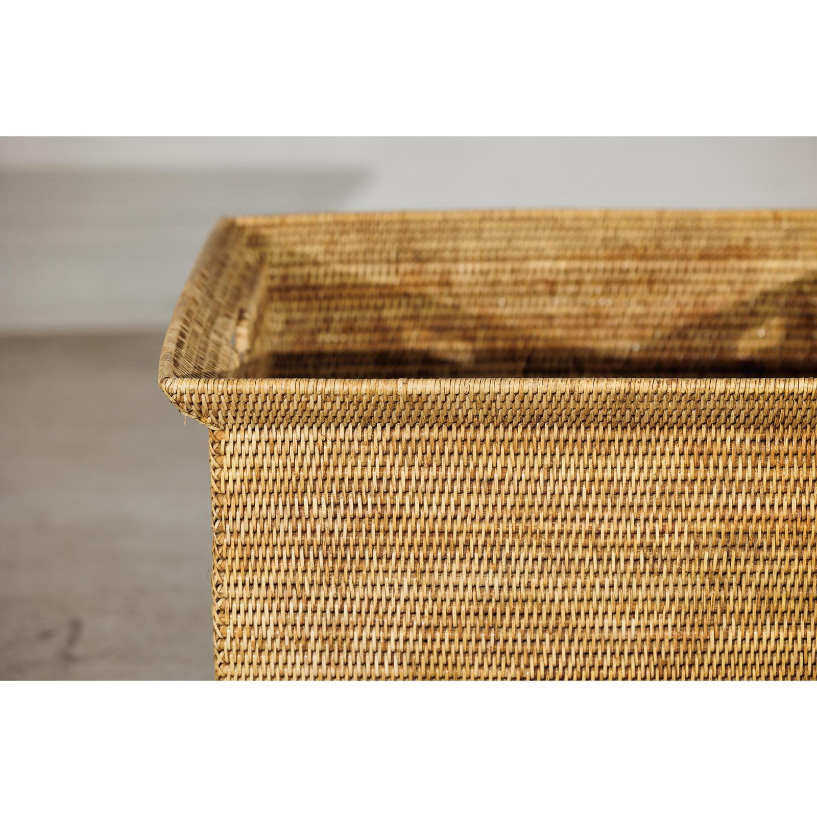 Vintage Country Style Rattan Storage Basket with Side Handles-5. Asian &amp; Chinese Furniture, Art, Antiques, Vintage Home Décor for sale at FEA Home