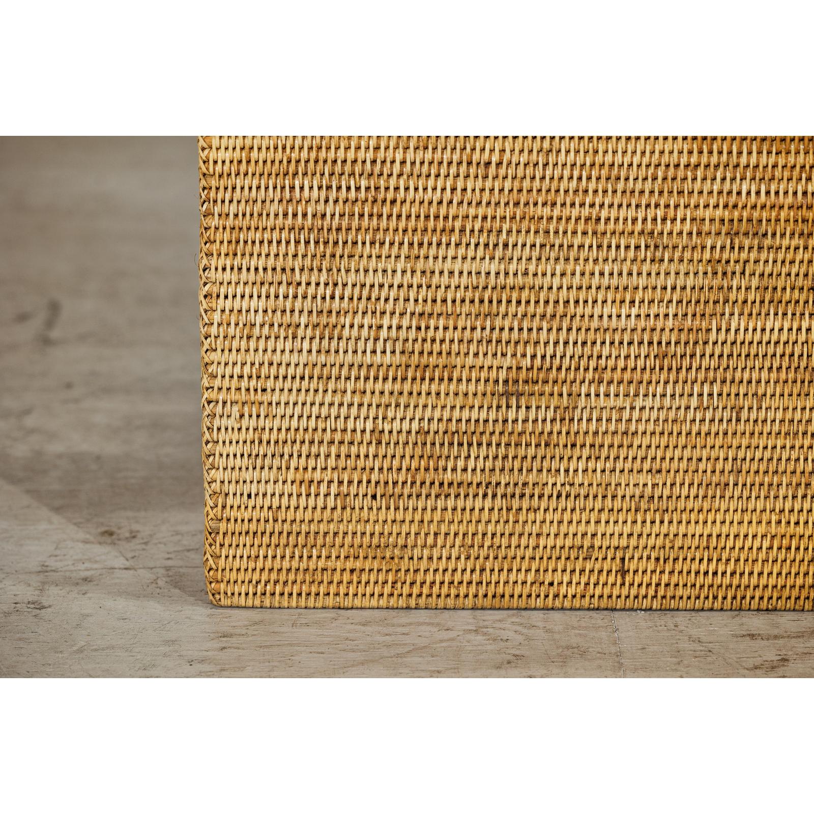Vintage Country Style Rattan Storage Basket with Side Handles-7. Asian &amp; Chinese Furniture, Art, Antiques, Vintage Home Décor for sale at FEA Home