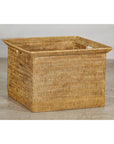 Vintage Country Style Rattan Storage Basket with Side Handles-9. Asian & Chinese Furniture, Art, Antiques, Vintage Home Décor for sale at FEA Home