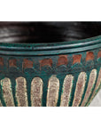 Vintage Emerald-Green Terracotta Planter with Carved Motifs - image 10