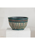 Vintage Emerald-Green Terracotta Planter with Carved Motifs - image 13