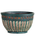 Vintage Emerald-Green Terracotta Planter with Carved Motifs - image 14