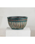 Vintage Emerald-Green Terracotta Planter with Carved Motifs - image 4
