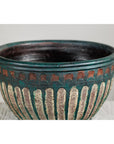 Vintage Emerald-Green Terracotta Planter with Carved Motifs - image 7