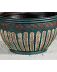 Vintage Emerald-Green Terracotta Planter with Carved Motifs - image 8