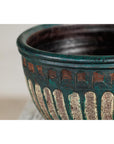 Vintage Emerald-Green Terracotta Planter with Carved Motifs - image 9