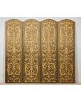 Vintage Four-Panel Screen with Gilt Renaissance-Style Scroll-2. Asian & Chinese Furniture, Art, Antiques, Vintage Home Décor for sale at FEA Home
