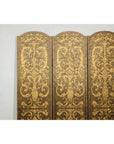Vintage Four-Panel Screen with Gilt Renaissance-Style Scroll-3. Asian & Chinese Furniture, Art, Antiques, Vintage Home Décor for sale at FEA Home