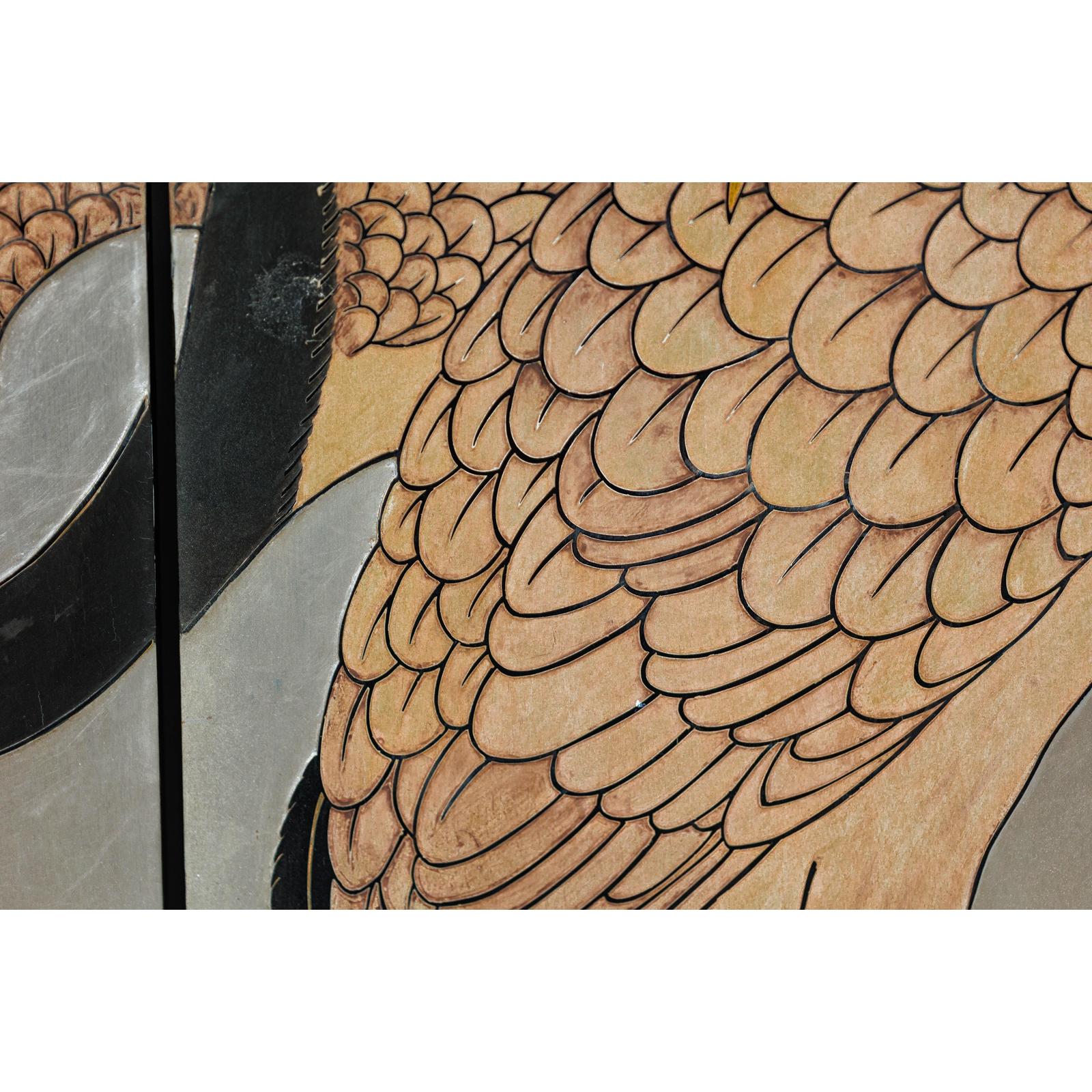 Vintage Four-Panel Screen with Silver Ground and Hand-Painted Cranes-11. Asian &amp; Chinese Furniture, Art, Antiques, Vintage Home Décor for sale at FEA Home