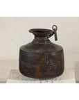 Vintage Hand-Hammered Metal Jug with Ring Handle