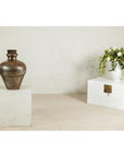 Vintage Handcrafted Metal Water Vessel with Wooden Stopper - image 2