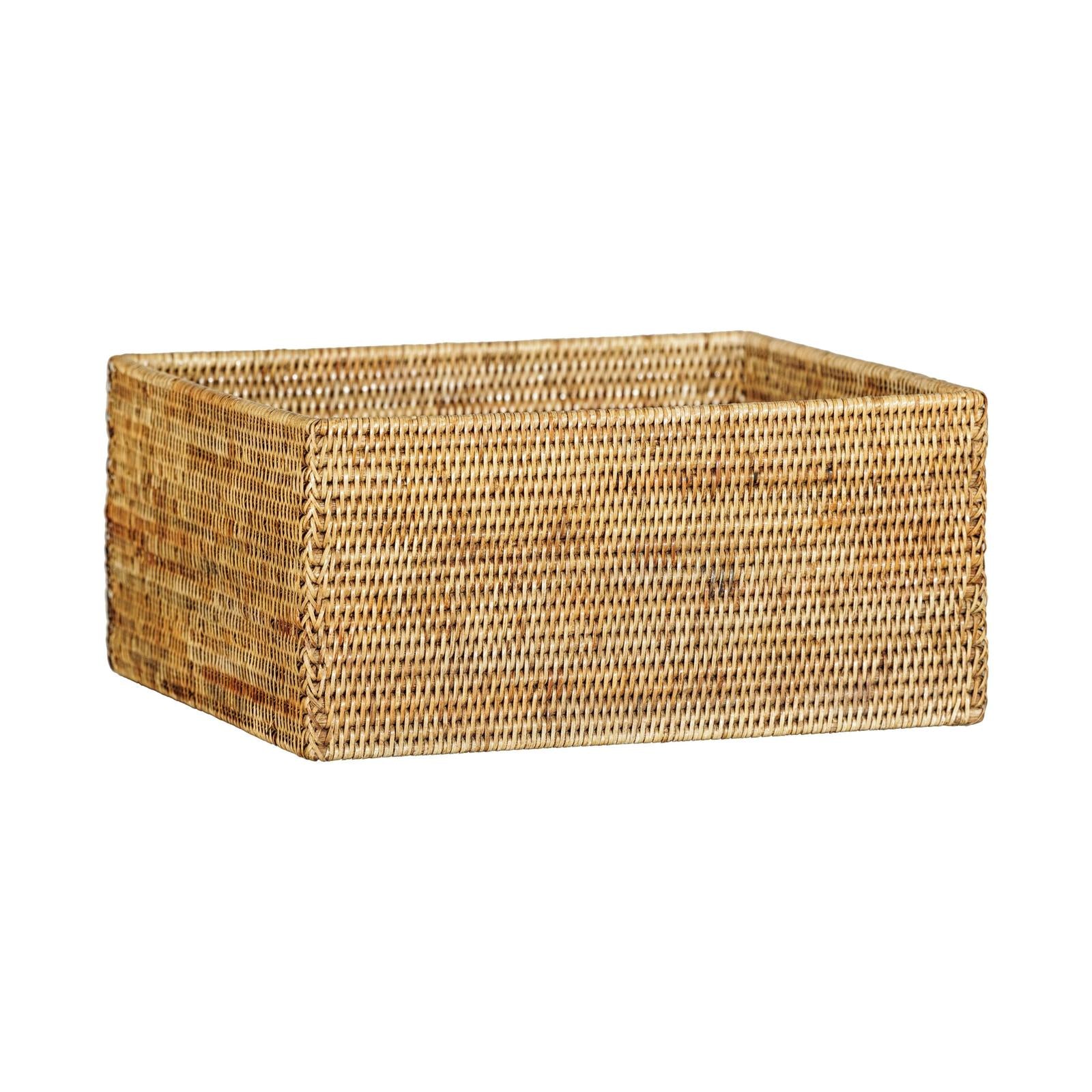 Vintage Handwoven Rattan Rectangular Storage Basket-1. Asian &amp; Chinese Furniture, Art, Antiques, Vintage Home Décor for sale at FEA Home