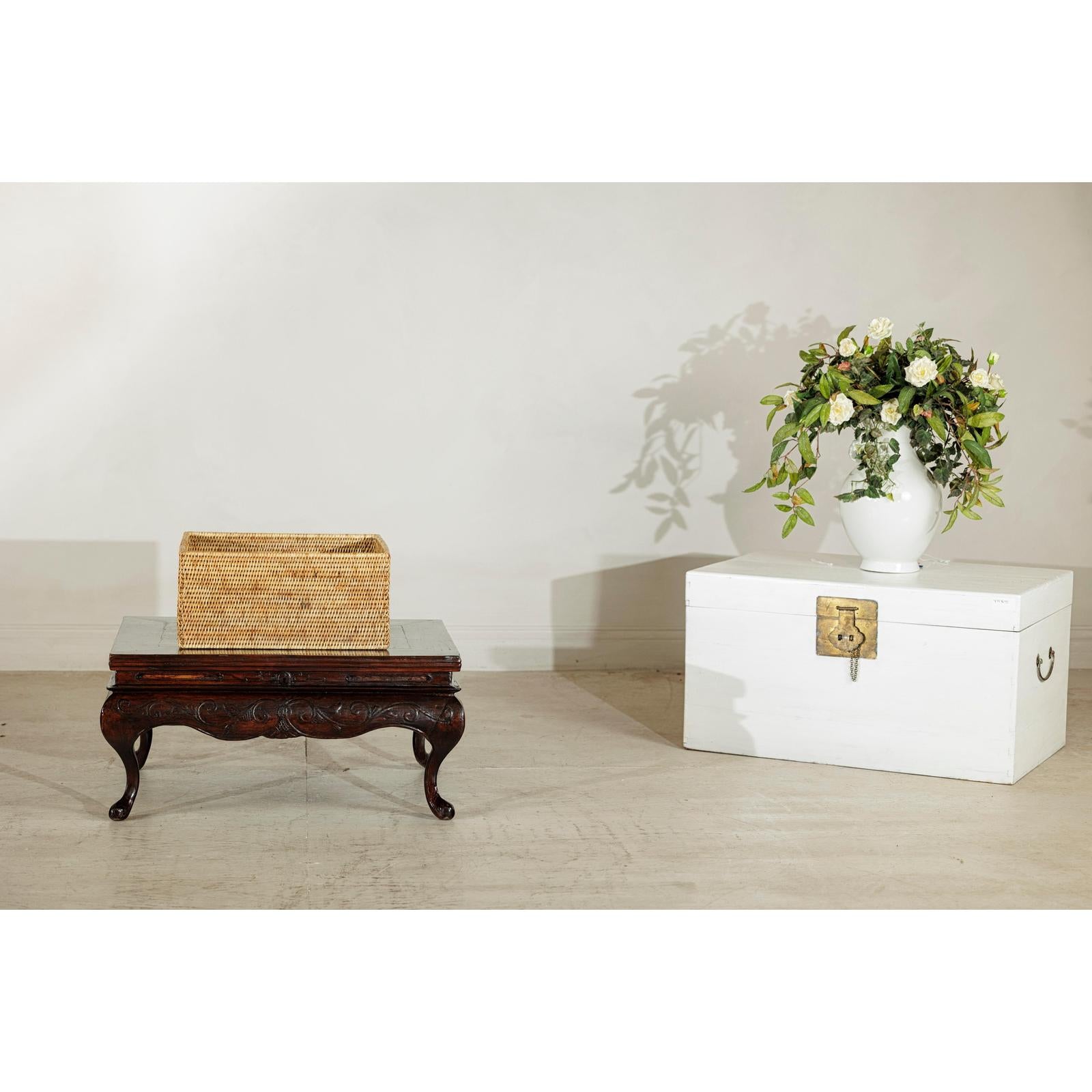 Vintage Handwoven Rattan Rectangular Storage Basket-2. Asian &amp; Chinese Furniture, Art, Antiques, Vintage Home Décor for sale at FEA Home