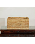 Vintage Handwoven Rattan Rectangular Storage Basket-3. Asian & Chinese Furniture, Art, Antiques, Vintage Home Décor for sale at FEA Home