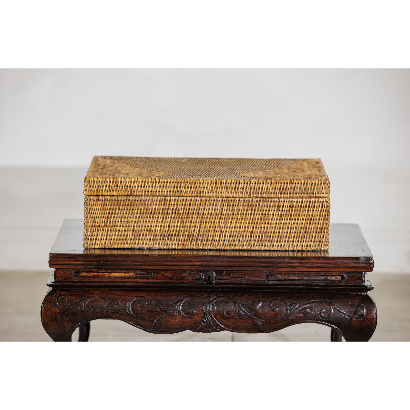 Vintage Handwoven Rattan Storage Basket with Fitted Lid - image 11