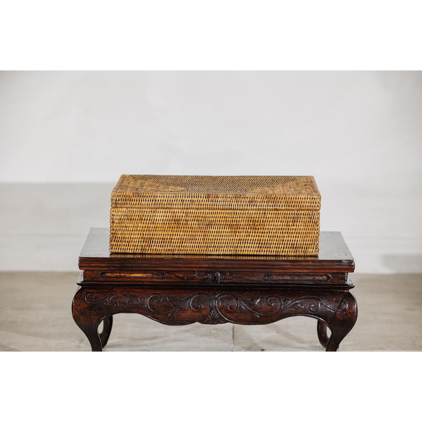Vintage Handwoven Rattan Storage Basket with Fitted Lid - image 13